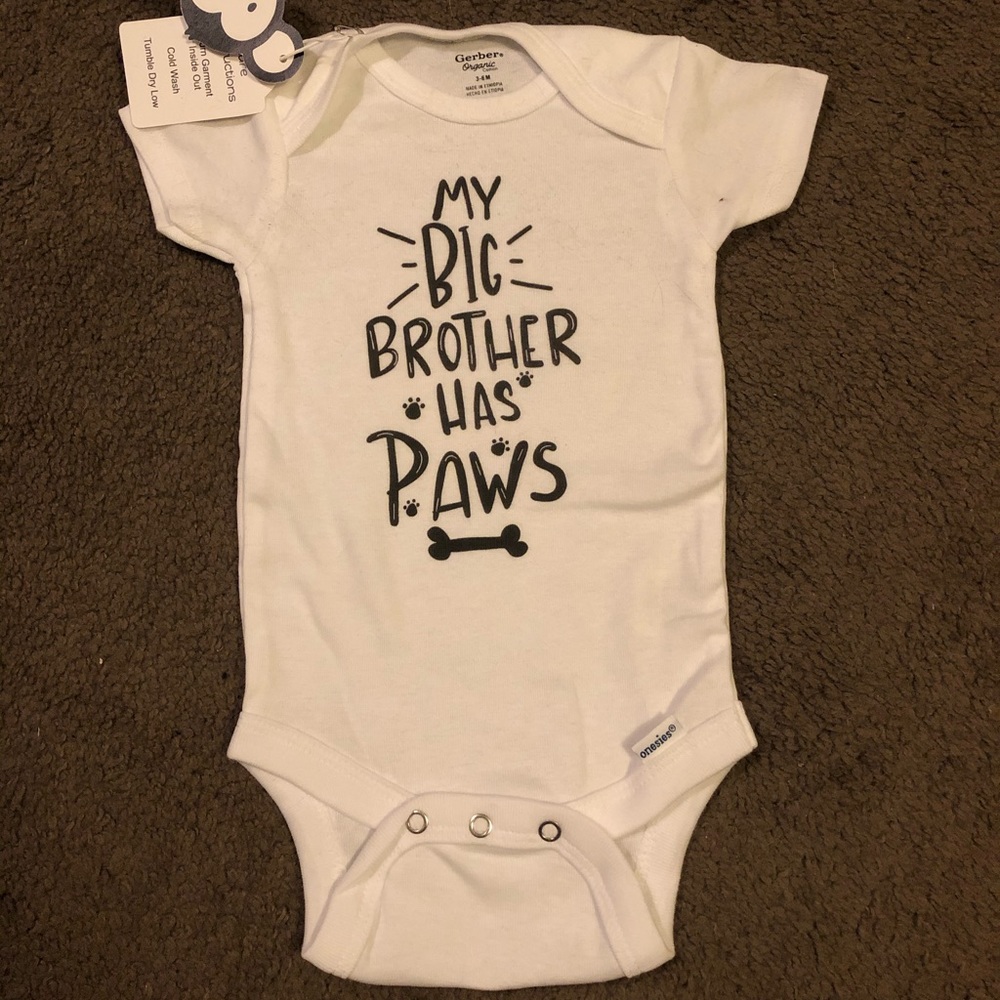 Brand new “My Big Brother Has Paws” onesie!